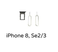 IPHONE 8/SE 2020/22 VASSOIO SCHEDA SIM NERO/GRIGIO SIDERALE CON STRUMENTO ESPULSIONE SIM