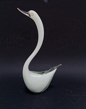 ♥ GRANDE CIGNO 40cm IN VETRO DI MURANO BIANCO STATUINA VINTAGE DESIGN FIGURINE