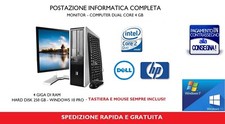 PC Computer Fisso Completo di Monitor 19" Dual Core 2.40 Ghz 8 GB 250 GB Win 10