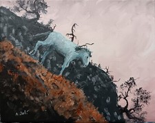 Dipinto Olio Cavallo Bianco