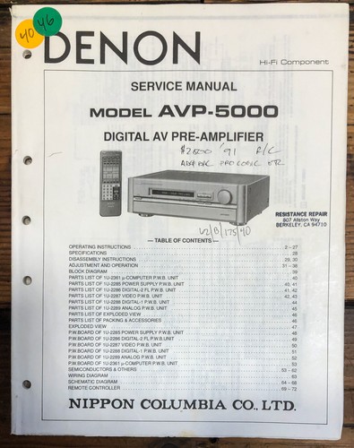 Denon avp 5000 - denon, avp-5000