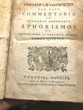 1759 GERARDI VAN SWIETEN  COMMENTARIA IN HERMANNI BOERHAAVE APHORISMOS VOL 5°-6°