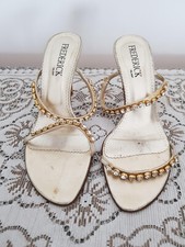 Sandali Aperti Scarpe Donna Sexy 38 Usate Tacco Spillo 9 High Heels Gioiello Oro