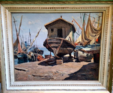 PITTORE ILIO GIANNACCINI -ROMA- 1897-1968 ' CANTIERE A PORTICI' NAPOLI