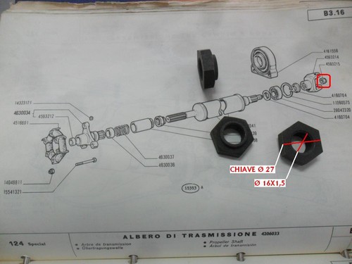 Dado albero trasmissione fiat - dado,