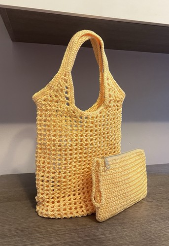 Borsa mare uncinetto gialla - borsa,