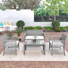 Set 4 pezzi mobili da patio esterno 3 sedie in rattan divano e 1 tavolino da caffè