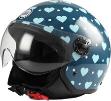 CASCO MOTO BHR COLORE BLU CON CUORI LOVE