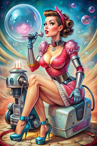 Retro futuristico pin - retro,
