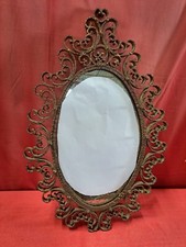 ELEGANTE SPECCHIO DA PARETE IN FERRO CON PUNTE BRONZATE /  ANNI '60