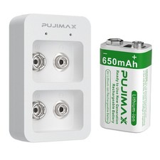 Batterie ricaricabili 9V 650mAh 9 Volt Li-ion batteria agli ioni di litio + caricatore nuovo