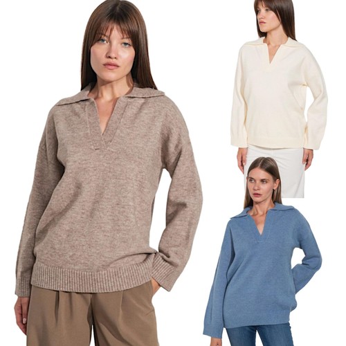 Maglione donna scollo polo