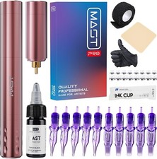 Set Macchinetta Tatuaggi Pistola Penna 10 Aghi E Inchiostro Trucco Permanente