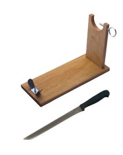 PORTA PROSCIUTTO SUPPORTO LEGNO E METALLO STEND MORSA NUOVO IMBALLATO + COLTELLO