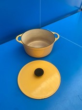 COUSANCES Le Creuset Casseruola In Ghisa Rotonda Vintage Gialla Ø 20 CM