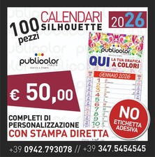 100 CALENDARI OLANDESI SILHOUETTE 2026 PERSONALIZZATI STAMPATI A COLORI