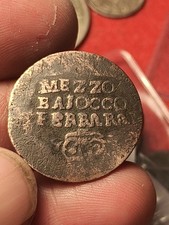 Moneta Raro Mezzo Baiocco 1740-1758 Ferrara  Benedetto XIV 