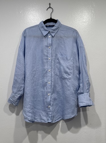 Camicia zara blu chiaro lino - zara,