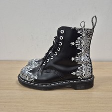Stivali Dr Martens 1460 Pascal pizzo mercatino di Natale bianco nero pelle UK 5 #2