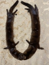 Collo Pelliccia doppia Visone intero Sciarpa Stola marrone,152 cm.Perfetta