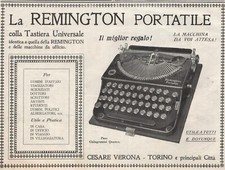 PUBBLICITA' 1923 REMINGTON MACCHINA DA SCRIVERE PORTATILE CESARE VERONA TORINO