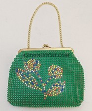 CLASSICO PORTAMONETE BORSELLINO PERLINE ORIGINALE VINTAGE '70 NUOVO MAI GIOCATO