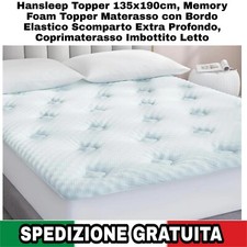 Topper Singolo 135x190cm,Memory Foam,Coprimaterasso Imbottito con Bordo Elastico