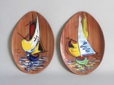 Piatti terracotta da parete artistici figura marina barche a vela vintage XX Sec