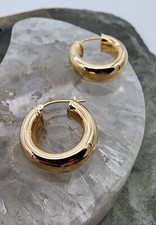 Orecchini a cerchio in oro giallo 14 kt .585 Huggy EG 3/4" Au 24286