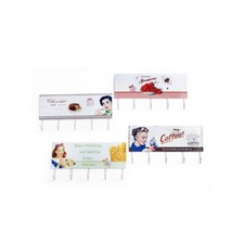 APPENDINO IN METALLO LATTA CUCINA TINELLO  MULTIUSO 5 POSTI DECORATO VINTAGE