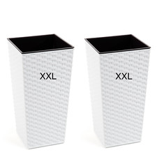 Fioriera bianca effetto rattan