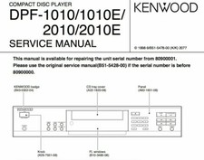 KENWOOD DPF-1010, 1010E, 2010, 2010E Schematic Diagram Service Manual