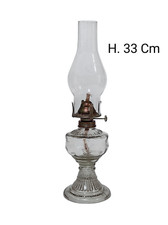 Lume a petrolio antico Lampada a olio con boccia di vetro H. 33 Cm vintage