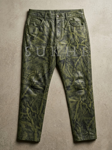 Pantalone stile jeans pelle