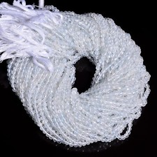 Natural White Topaz Gemstone Round Shape Faceted Beads 4X4 mm Strand 13" GB-550