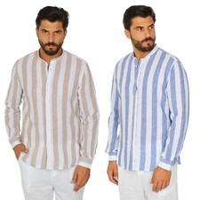 Camicia Uomo Lino Collo alla