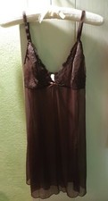 Completino intimo canotta Golden Point Matignon Pizzo sexy donna marron babydoll
