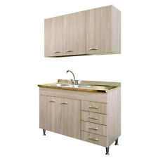 MOBILE CUCINA 120 OLMO LAVELLO INOX SOTTOLAVELLO CASSETTI PENSILE SCOLAPIATTI