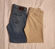 Zara - set 2 pantaloni in cotone beige e blu tg. 48 (L)