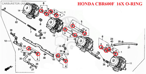 Honda 16x oring raccordi - honda,