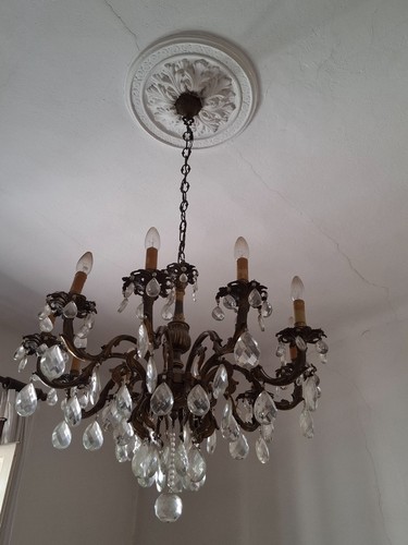 Lampadario bronzo cristallo - bronzo, e