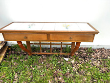 CONSOLE DEGLI ANNI 70 IN LEGNO EFFETTO BAMBU' CON PIANO IN PIASTRELLE