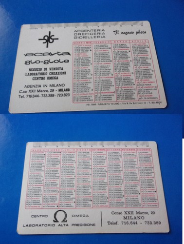 Calendario tascabile plastica