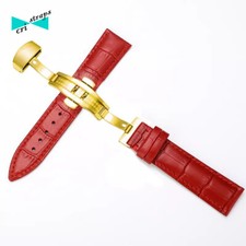 cinturino orologio in pelle rosso coccodrillo fibbia deployante oro uomo donna