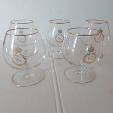 5 Bicchieri da Cognac modello Baccarat Napoleon bordo oro anni '60