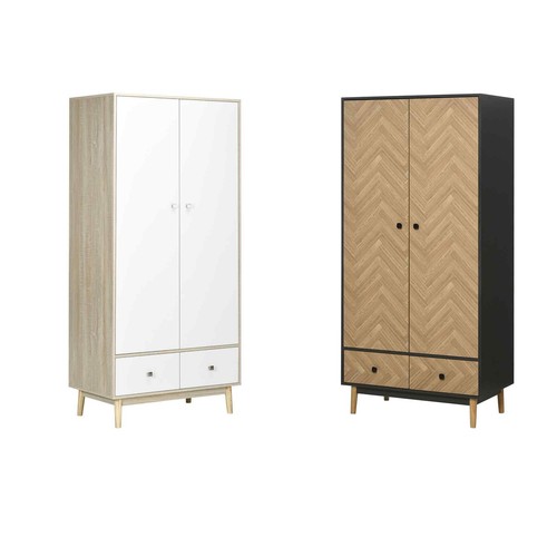 Homcom armadio ante legno - 2, in