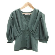 Camicetta LADYMADE verde manica a sbuffo scollo a V manica F 3/4 da donna