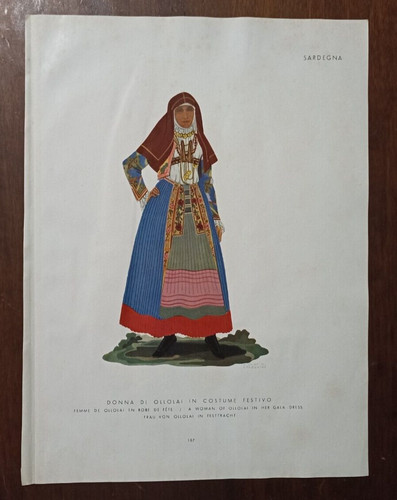 Litografia donna ollolai - litografia, di