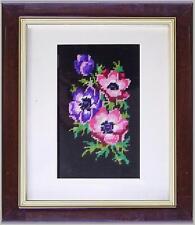 quadro punto croce anni 70/80 fiori anemoni cornice