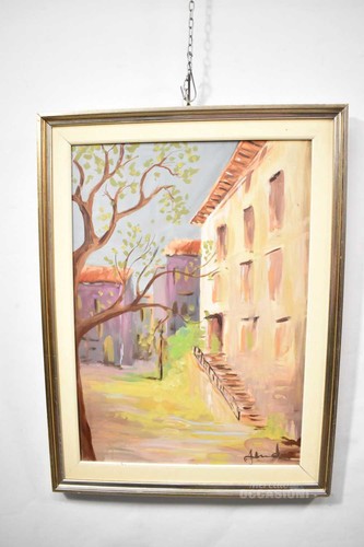 Quadro dipinto borgo - borgo, di